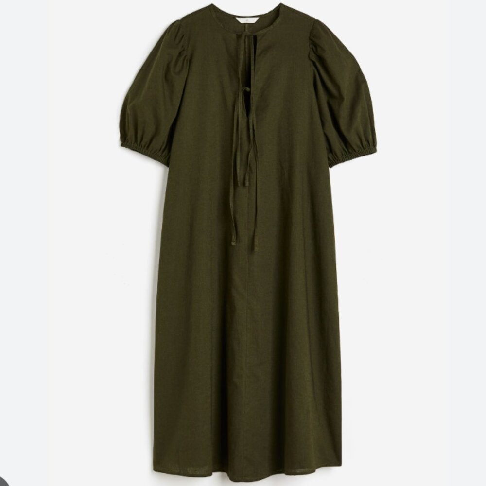 H&M Tie-detail Linen-Blend Dress - NWOT